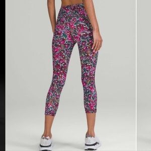 Lululemon Legging Pants Size 4 Swift Speed High Rise Crop 21" Floral Electric